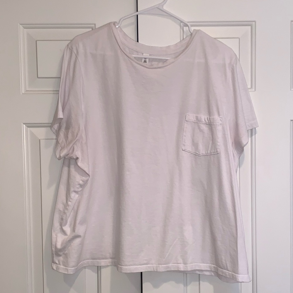 BP White Crop Tee with Front Pocket